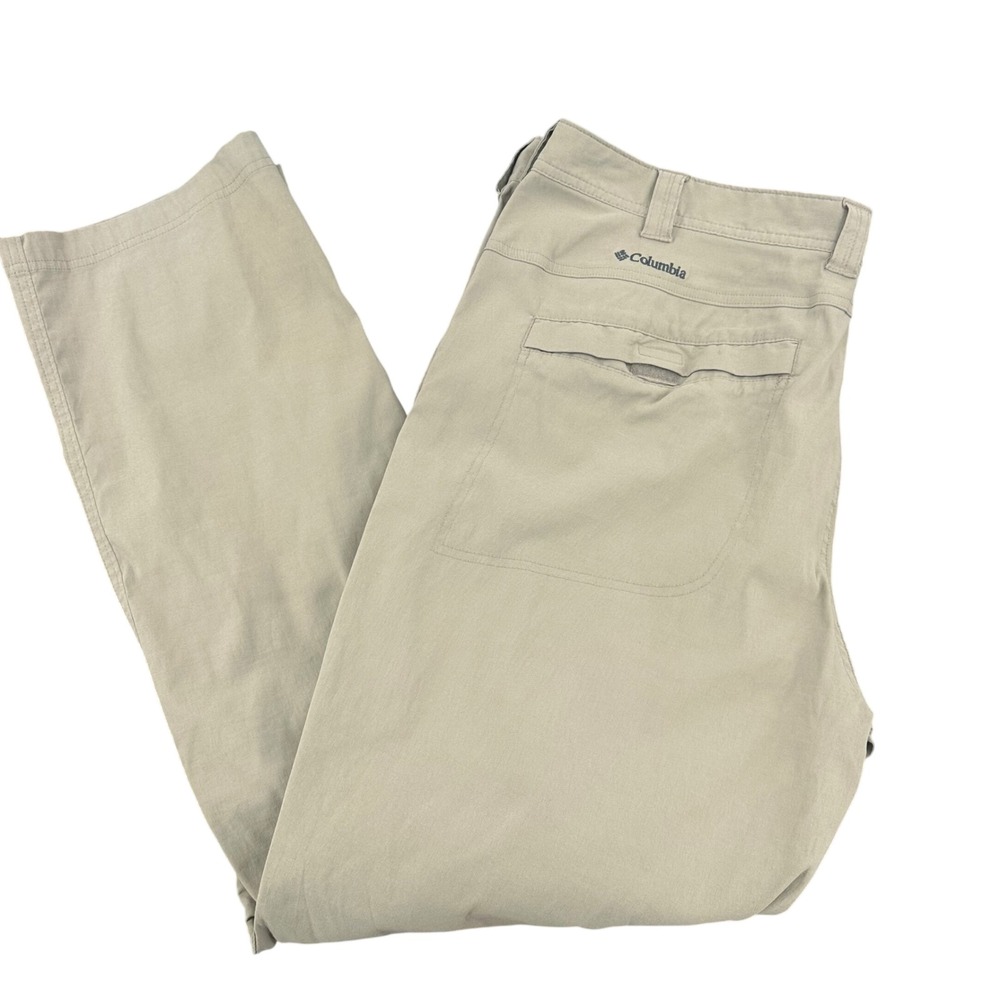 Columbia Omni-Shield Mens Hiking Pants 44x34 Tan Khaki Outdoor Utility Trousers
